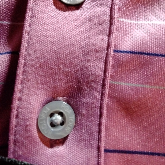 PGA  pro series polo golf shirt XXL Mauve with stripes 100% polyester Polo shi… - Picture 5 of 14